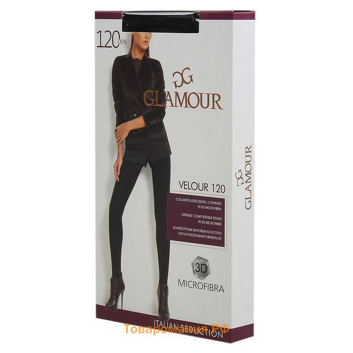 Колготки женские GLAMOUR Velour 120 den, цвет чёрный (nero), размер 2