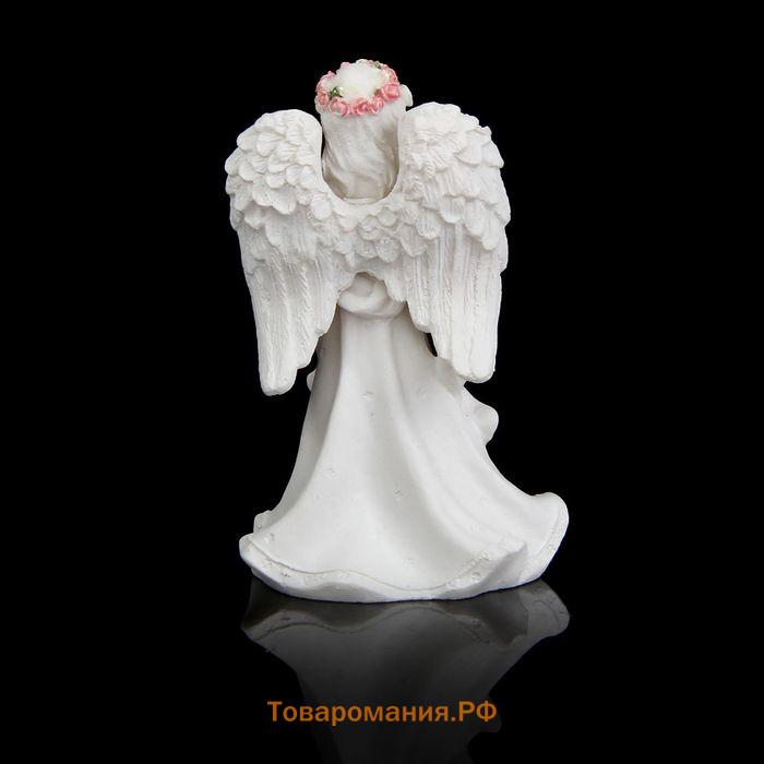 Сувенир полистоун "Ангел-девушка в розовом венке - надежда" МИКС 5х7,5х4 см
