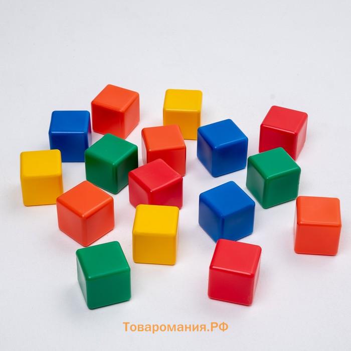 Кубики детские, пластиковые, цветные,16 штук, 6 × 6 см