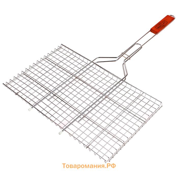 Решётка - гриль для мяса maclay, 26x45 см, хромированная сталь, для мангала