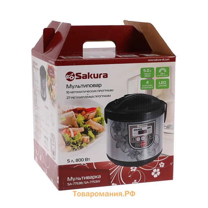 Мультиварка Sakura SA-7753W, 800 Вт, 5 л, 37 программ, с антипригарным покрытием