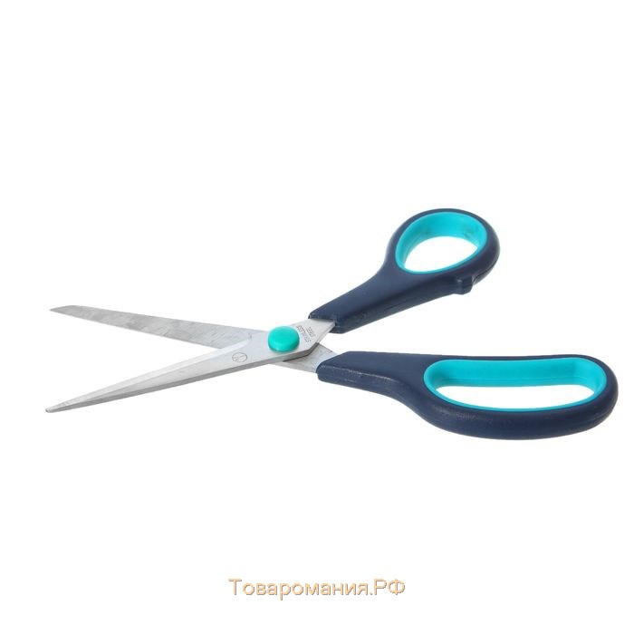 Ножницы универсальные, скошенное лезвие, термостойкие ручки, 8", 20 см, цвет чёрный/голубой