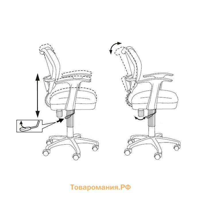 Кресло Бюрократ, с подлокотникам, салатовый, спинка сетка, белый пластик, CH-W797/SD/TW-18