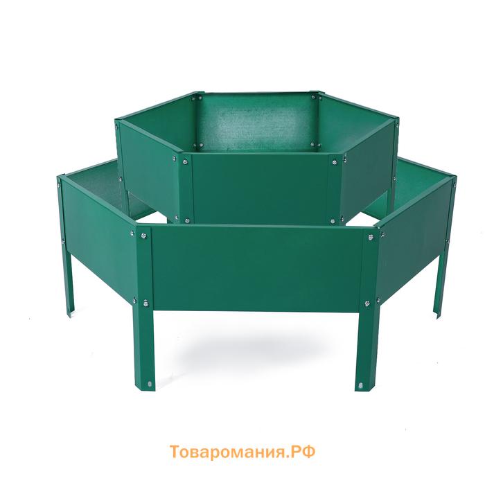 Клумба оцинкованная, 2 яруса, d = 60–100 см, высота бортика 30 см, зелёная, Greengo