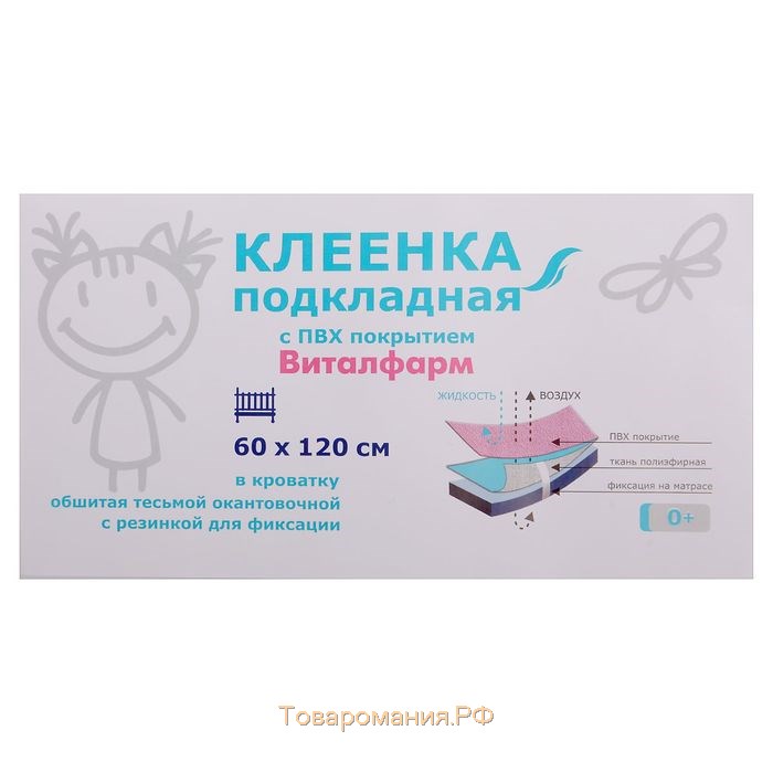 Клеёнка с ПВХ-покрытием, 60х120 см, на резинке, цвета МИКС