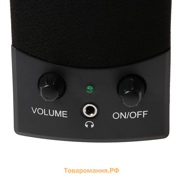 Компьютерные колонки Perfeo UNO, 2.0, 2 х 1,5 Вт, Jack 3.5 мм, USB, черные