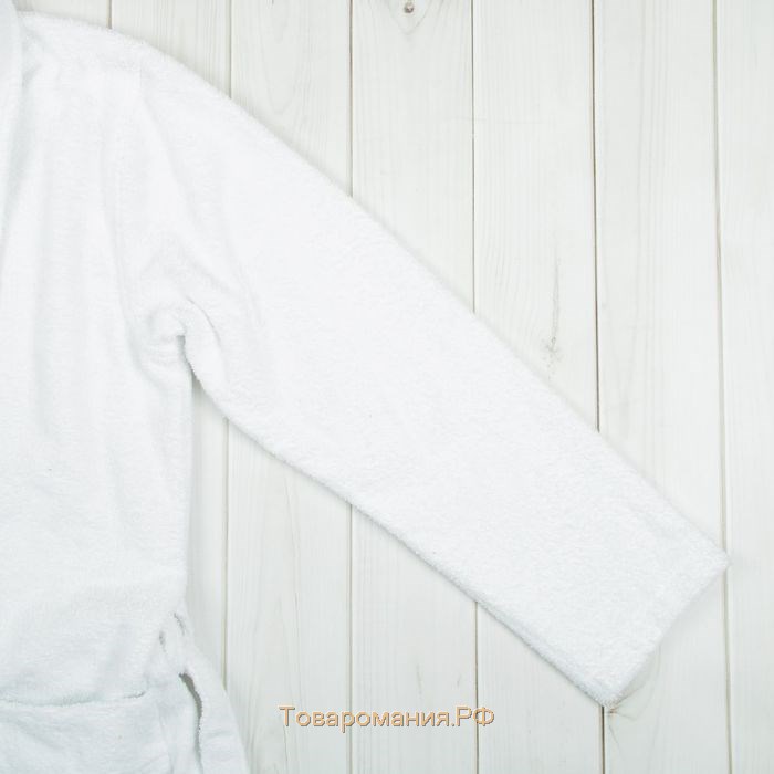 Халат мужской, шалька, размер 56, цвет белый, махра