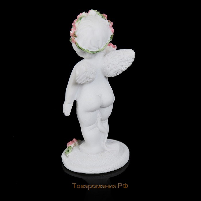 Сувенир полистоун "Ангел в розовом веночке с букетиком" МИКС 6,8х2,8х3 см