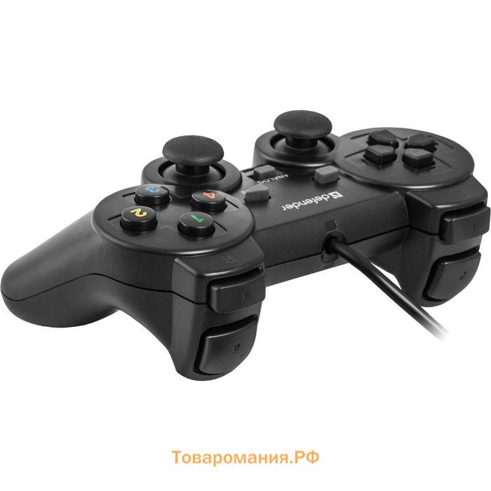 Геймпад Defender Omega USB, проводной, вибрация, для PC, USB, черный