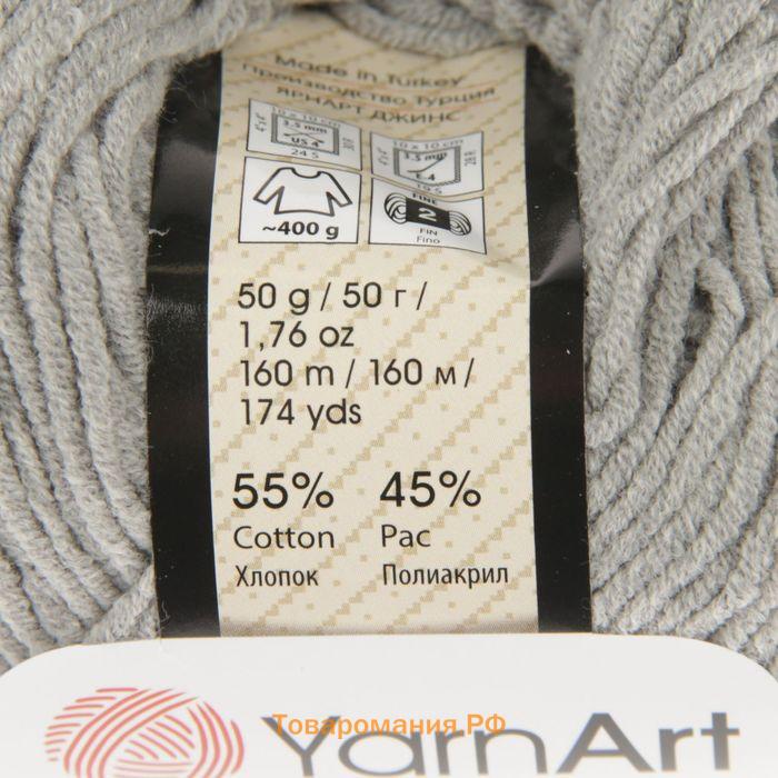 Пряжа для вязания спицами, крючком YarnArt, Jeans, 55% хлопок, 45% акрил, 160 м/50 г, (46 т. серый)