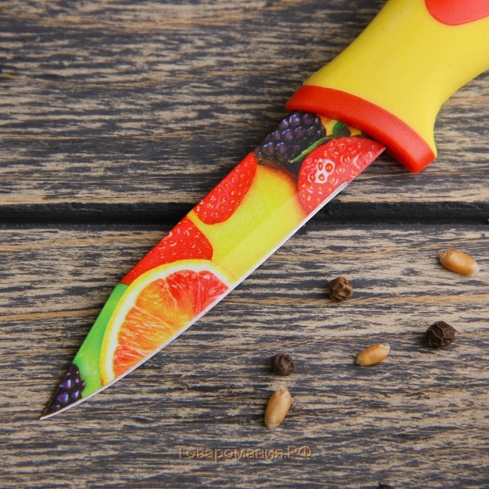 Нож кухонный с антиналипающим покрытием «Фрукты», лезвие 8 см