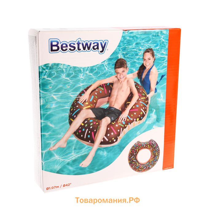 Круг для плавания Bestway «Пончик», надувной, d=107 см, от 12 лет, МИКС, 36118