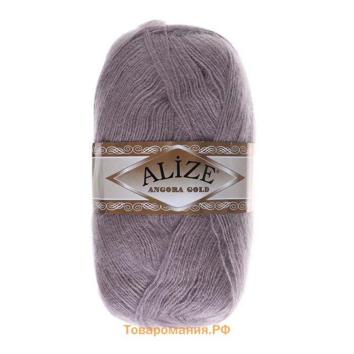 Пряжа для вязания спицами, крючком ALIZE, Angora Gold, 20% шерсть, 80% акрил, 550 м/100 г, (163 серая роза)