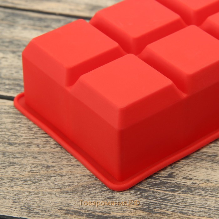 Форма для льда «Кубик», силикон, 16,5×11,5×5 см, 6 ячеек (5×5 см), цвет бирюзовый
