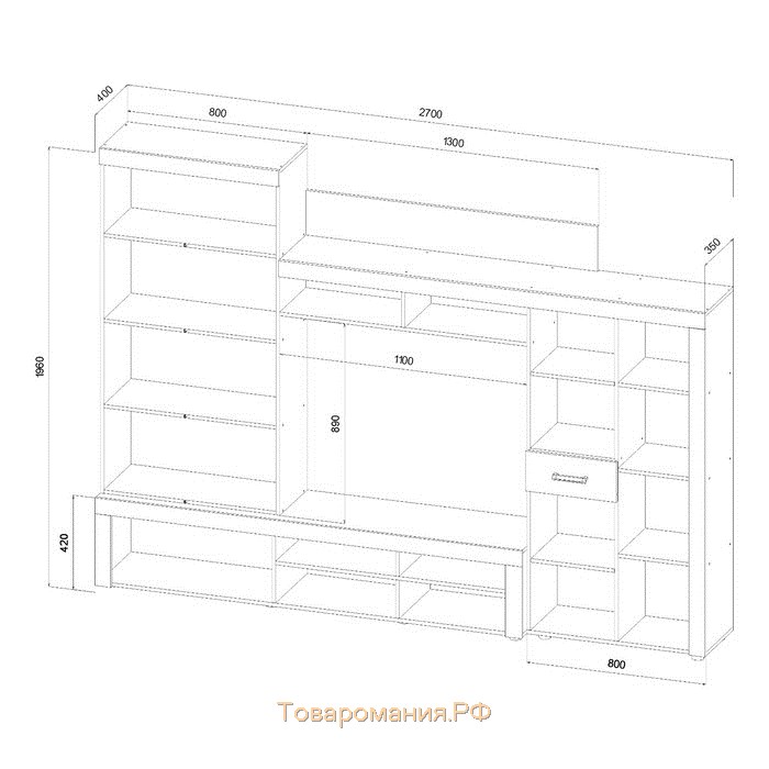 Гостиная  Престиж, 2700х400х1960, Ясень шимо