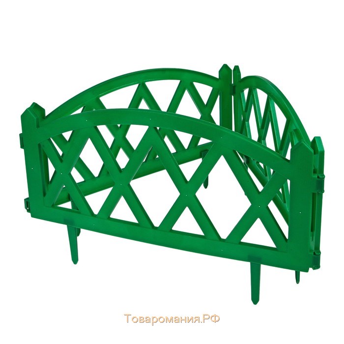 Ограждение декоративное, 35 × 232 см, 4 секции, пластик, зелёное, MODERN, Greengo