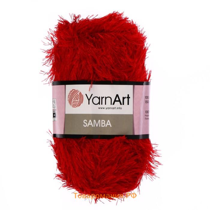 Пряжа для вязания спицами, крючком YarnArt, Samba, травка, 100% полиэстер, 150 м/100 г, (2026 алый)