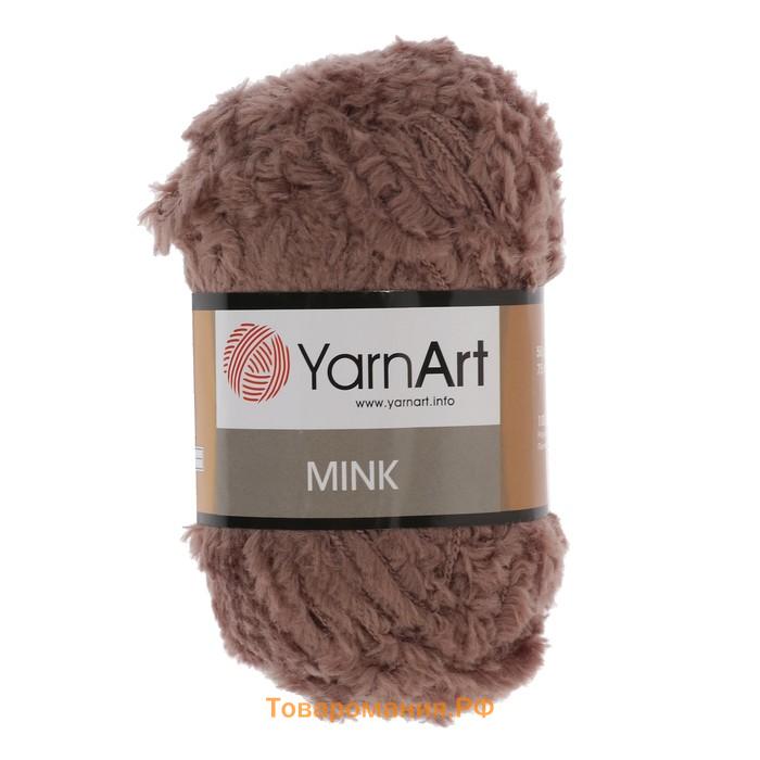 Пушистая пряжа для вязания спицами, крючком YarnArt, Mink, 100% полиамид, 75 м/50 г, (332 какао)