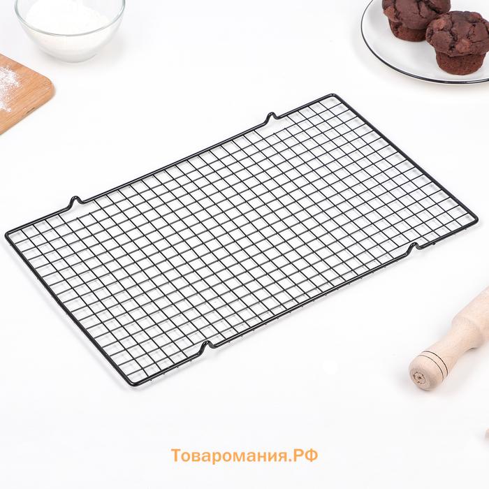 Решётка для глазирования и остывания кондитерских изделий KONFINETTA, 40×25×1,5 см, цвет чёрный