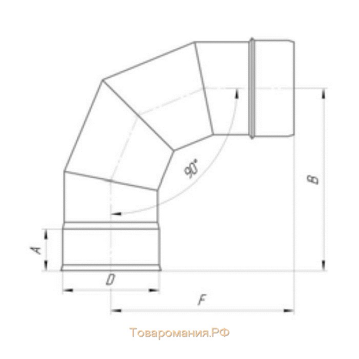 Отвод 90°, d 115 мм, нержавейка 1.0 мм