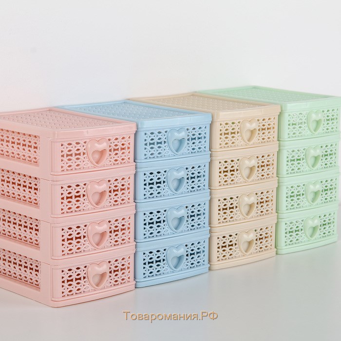 Мини-комод для мелочей 4-х секционный «Вязание», 12,5×9×14,5 см, цвет МИКС
