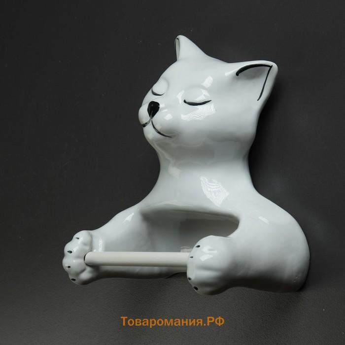 Держатель для туалетной бумаги «Кошка», 26×23×14 см, белый