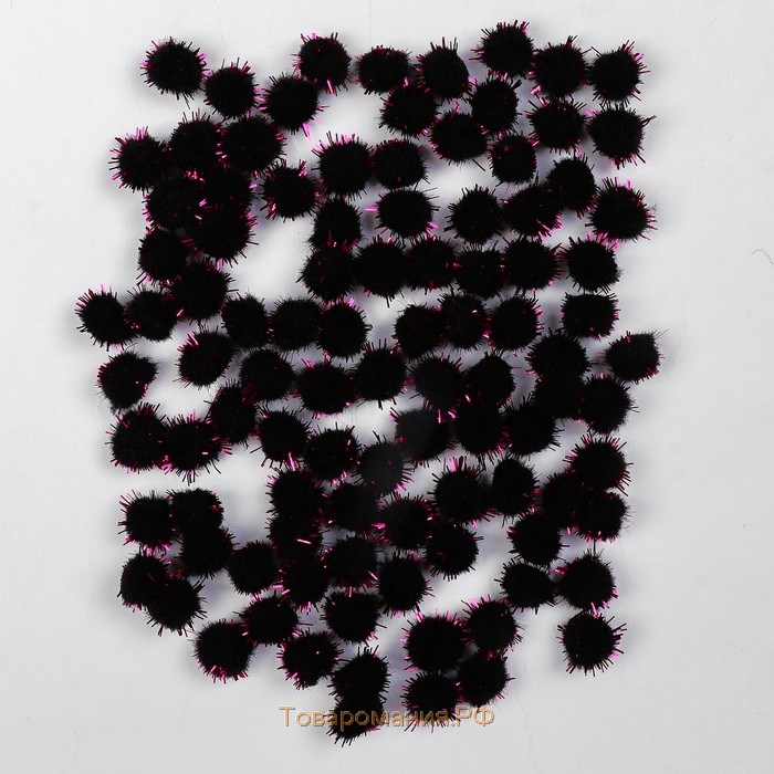 Набор деталей для декора «Бомбошки с блеском» набор 100 шт., размер 1 шт: 1 см, цвет чёрно-розовый