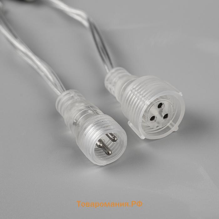 Гирлянда «Бахрома» 3 × 0.6 м, IP44, УМС, прозрачная нить, 160 SMD-LED, свечение тёплое белое, 220 В