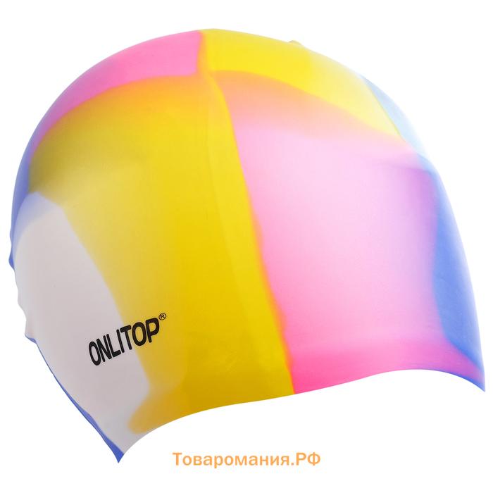 Шапочка для плавания подростковая ONLYTOP, силиконовая, обхват 54-60 см, цвета МИКС