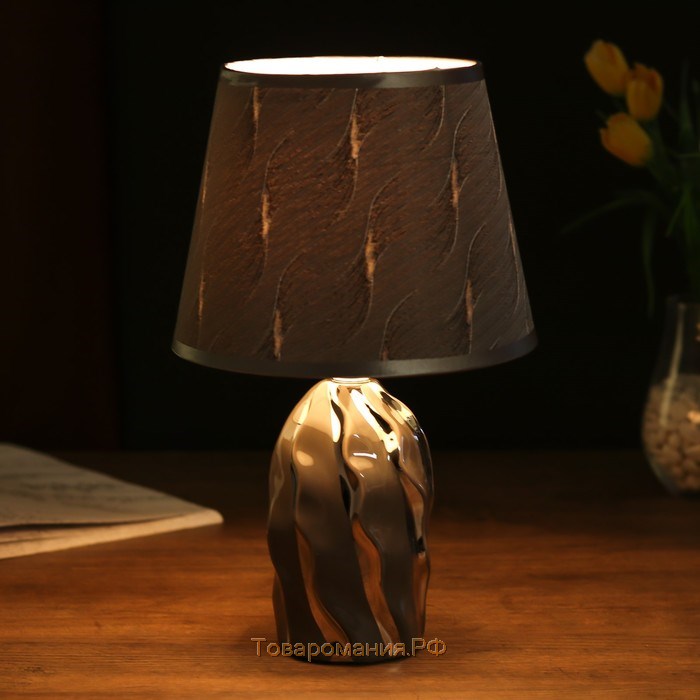 Лампа настольная керамика "Течение" серая с серебром Е14 40Вт 33х20х20 см RISALUX