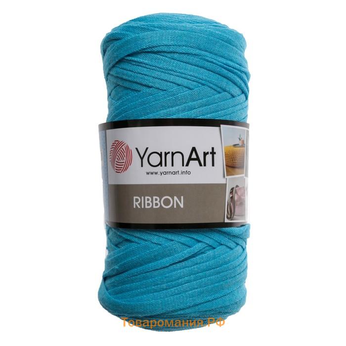 Пряжа для вязания спицами, крючком YarnArt, Ribbon, 40% полиэстер, 60% хлопок, 125 м/250 г, (763 голуб. бирюза)