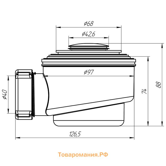 Сифон для душевого поддона "АНИ Пласт" E410CL, 1 1/2" х 50/60, система "клик-клак", хром