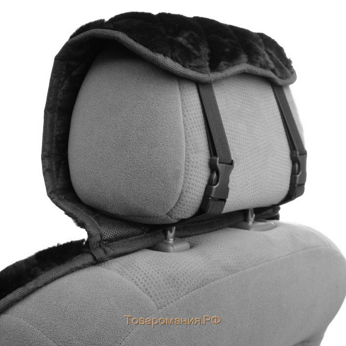 Накидка на переднее сиденье, искусственный мех, ромб, размер 55 х 135 см, черный