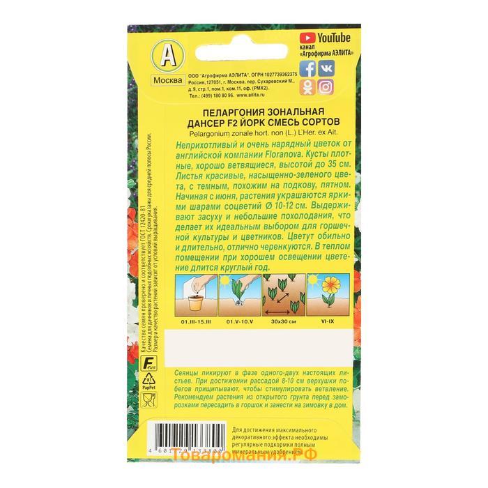 Семена цветов Пеларгония "Дансер Йорк", смесь окрасок, F2, 5 шт.