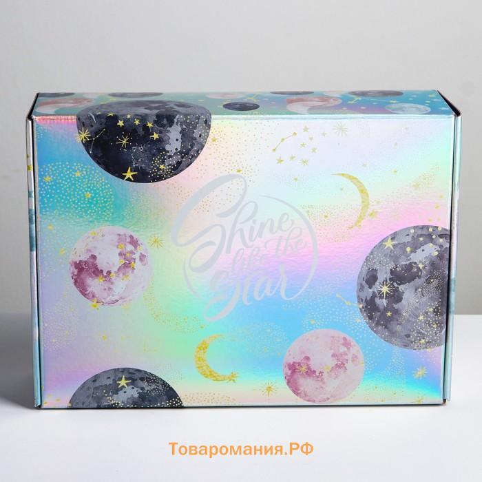 Коробка подарочная складная, упаковка, «Космос: Shine», 30.5 х 22 х 9.5 см