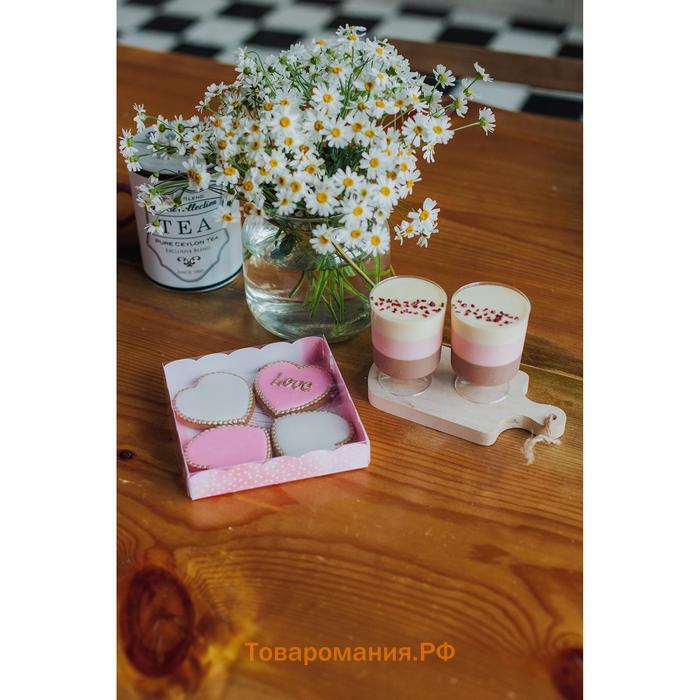 Коробка для печенья, кондитерская упаковка с PVC крышкой, Happy time, 15 х 15 х 3 см