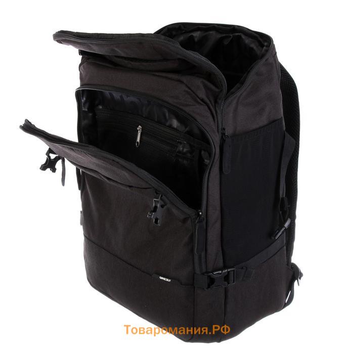 Рюкзак молодёжный, 45 х 32 х 21 см, Grizzly 019, эргономичная спинка, чёрный/синий RQ-019-12