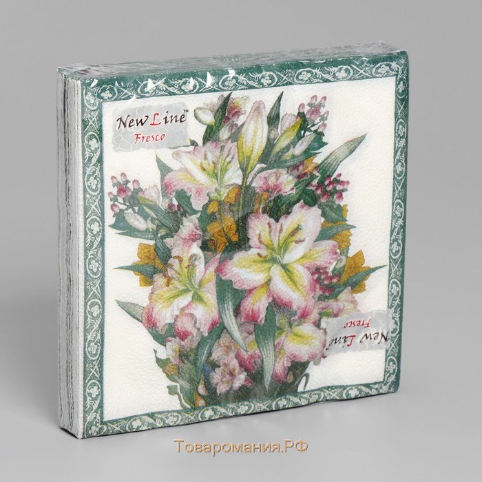 Салфетки бумажные New Line FRESCO «Полевые цветы», 2 слоя, 33*33 см, 20 шт.