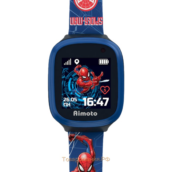 Смарт-часы Aimoto "Кнопка жизни" Marvel "Человек паук", GPS, A-GPS, LBS, Aim, Cam, фонарик
