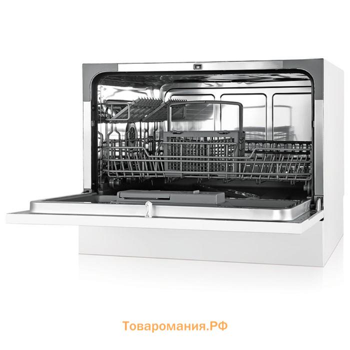 Посудомоечная машина BBK 55-DW011, класс А, 6 комплектов, 5 программ, 55 см, белая