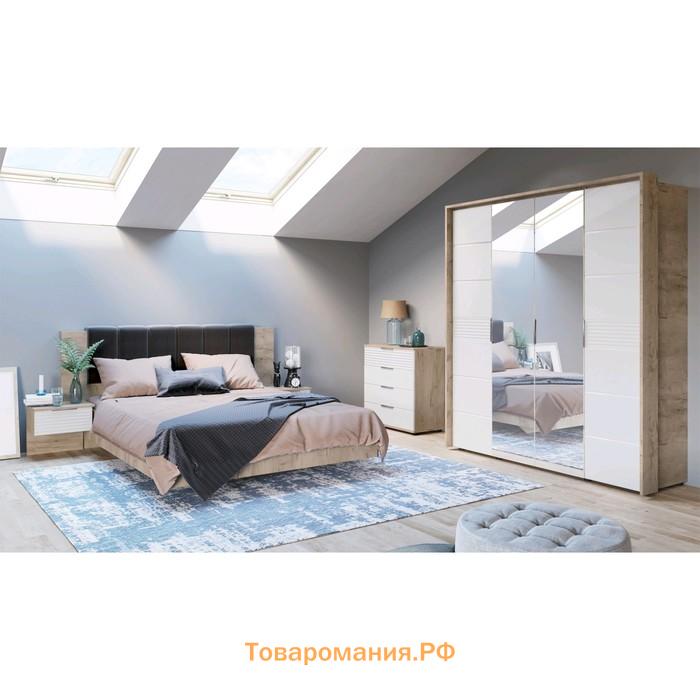 Тумба прикроватная «Джулия», 2 ящика, 450 × 342 × 432 мм, цвет крафт серый / белый глянец