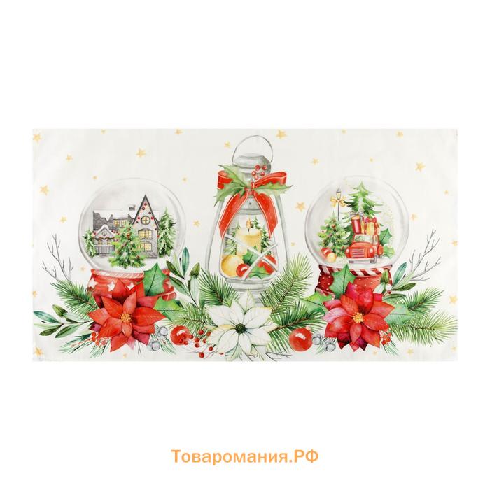 Новый год. Полотенце "" Christmas red flowers 40х73 см, 100% хл, саржа 190 гр/м2