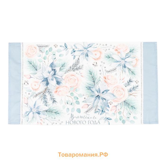 Новый год. Полотенце "" Christmas flowers 40х73 см, 100% хл, саржа 190 гр/м2