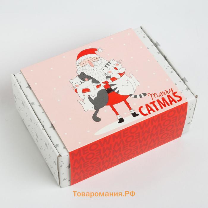 Набор подарочный новогодний "Merry catmas" полотенце и аксессуары (5 предметов)