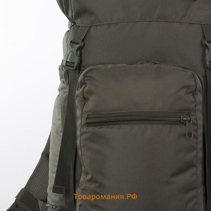 Рюкзак туристический, 70 л, отдел на шнурке, наружный карман, 2 боковых кармана, цвет олива