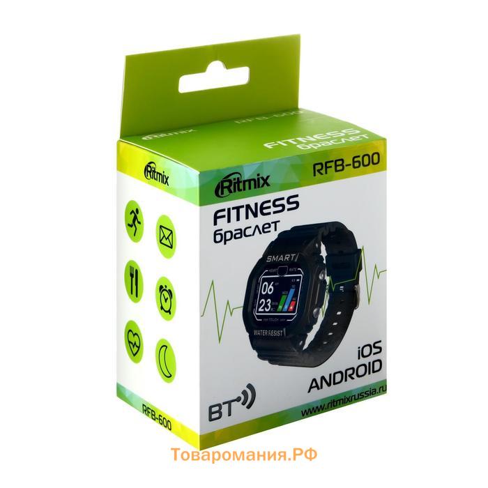 Фитнес-браслет Ritmix RFB-600, 1.14", цветной дисплей, пульсомер, оповещения, 180 мАч,чёрный