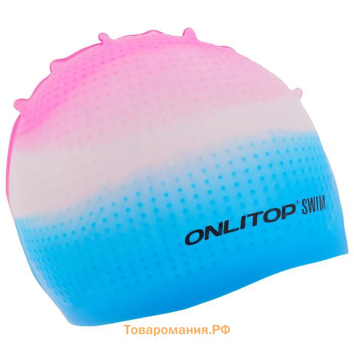 Шапочка для плавания ONLYTOP, силиконовая, обхват 54-60 см, цвета МИКС