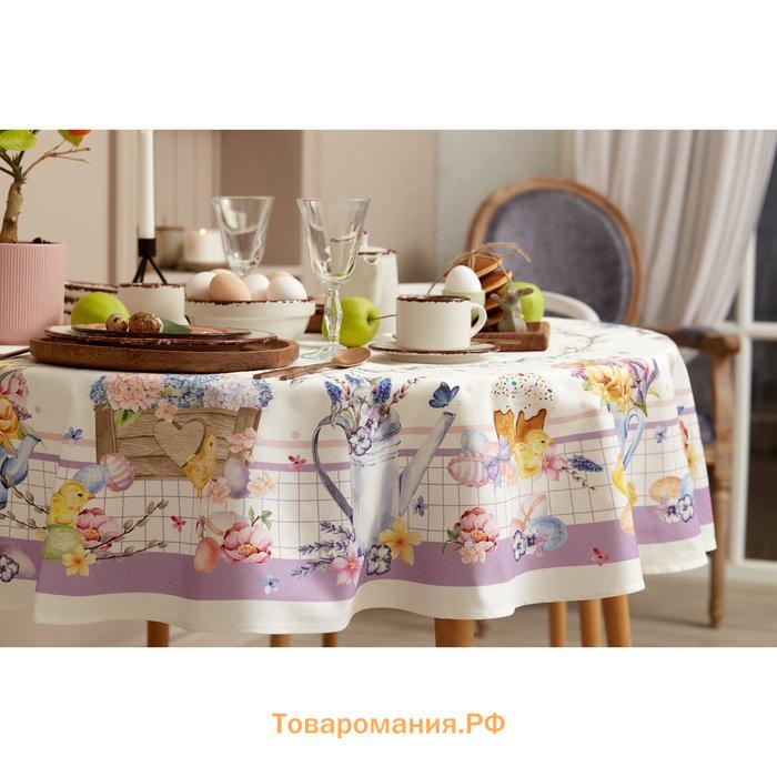 Скатерть "" Spring easter d=149 см +/-3см, 100% хл, саржа 190 гр/м2