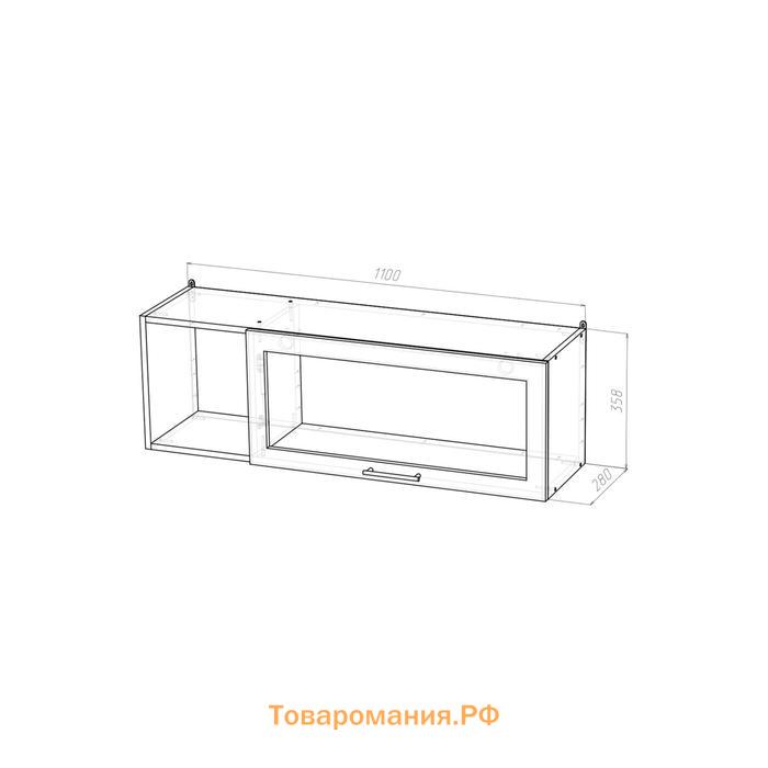 Шкаф навесной Сабрина 1100х300х360 с дверкой и стеклом, левый венге/дуб сонома