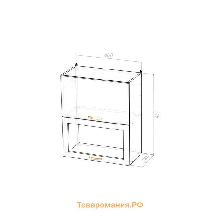 Шкаф навесной Лариса 600х300х720 с 2 дверцами со стеклом белый/латте